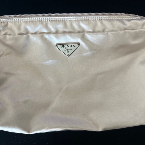 Prada size 40 silver silk-satin ballerina flats & matching silk-satin clutch - Picture 2 of 13